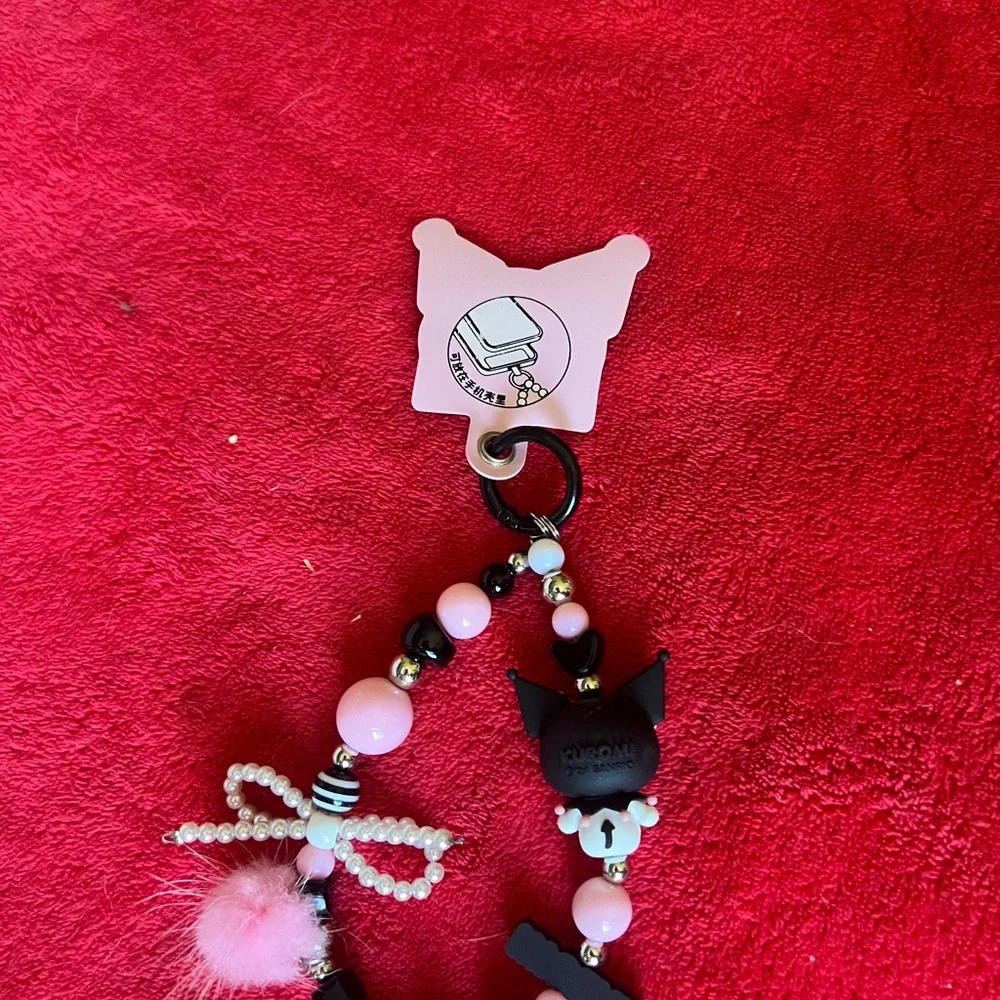 Phone charm- Black and Pink